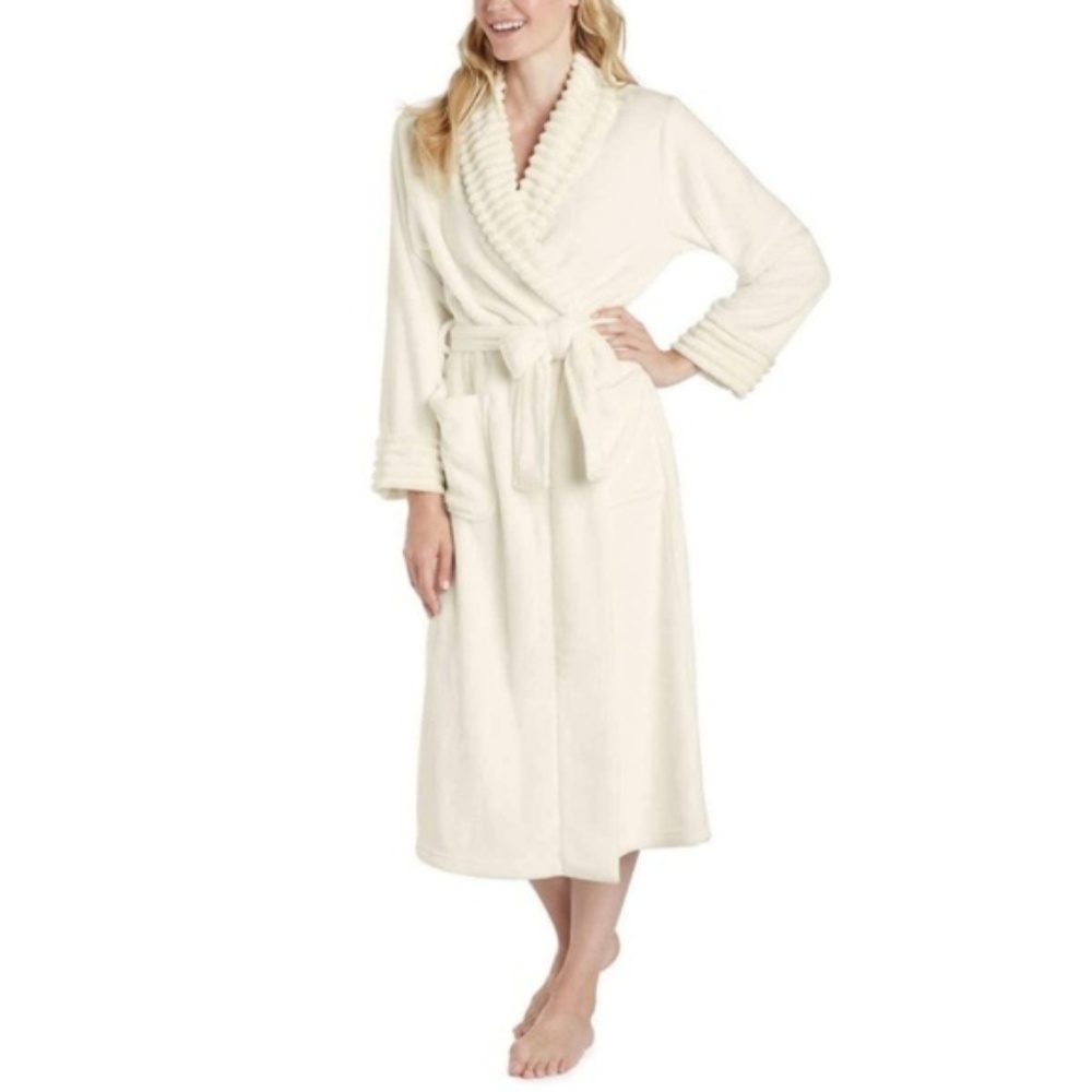 Carole Hochman Ivory Plush Wrap Robe